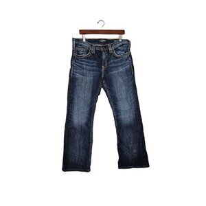 Silver Craig Jeans Bootcut Blue Denim Men's 35x28.5 Actual Dark Wash READ